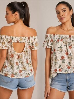 Floral Off-Shoulder Lace Top Forever 21 classic style